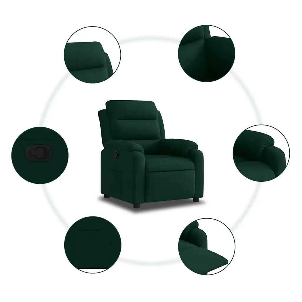 Poltrona | Sedia Relax Reclinabile Verde Scuro in Velluto