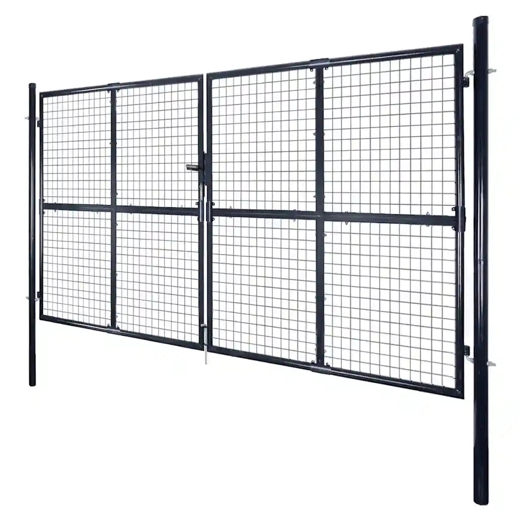 Cancello da Giardino in Rete di Acciaio Zincato 300x175 cm Grigio 143366
