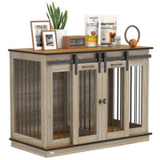 Gabbia per cani con 2 porte ¨C Xylo ¨C design rustico, bloccabile, marrone