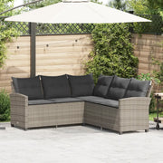 Divano a Forma di L con Cuscini in Polyrattan Grigio 365416