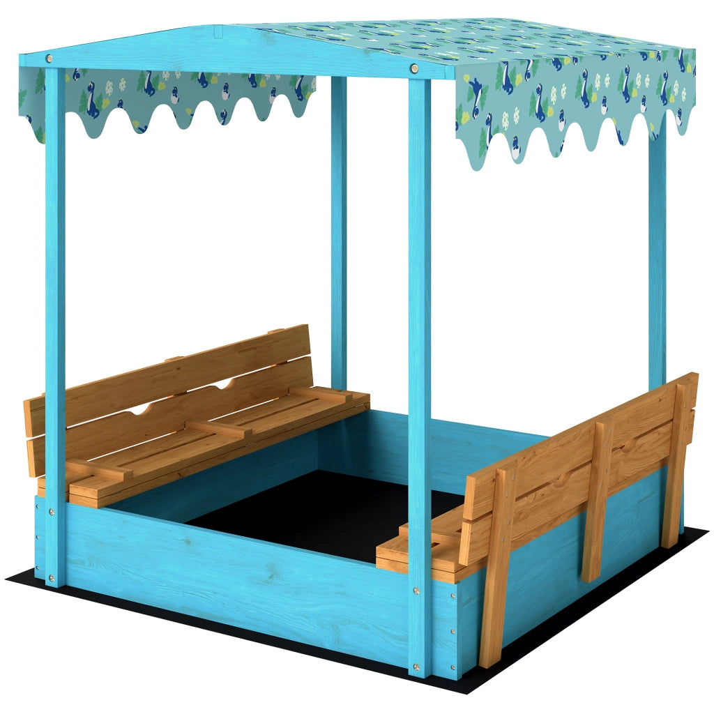 Bac ¨¤ sable in legno con coperchio e sedile pieghevole ¨C zephmum ¨C blu