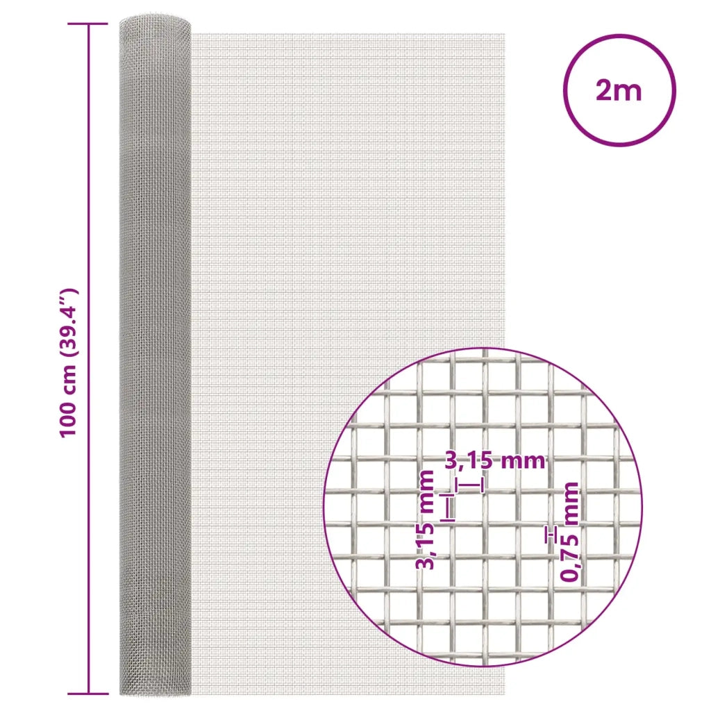 Rete per schermatura 100 x 200 cm 6 Mesh Argento 42039656