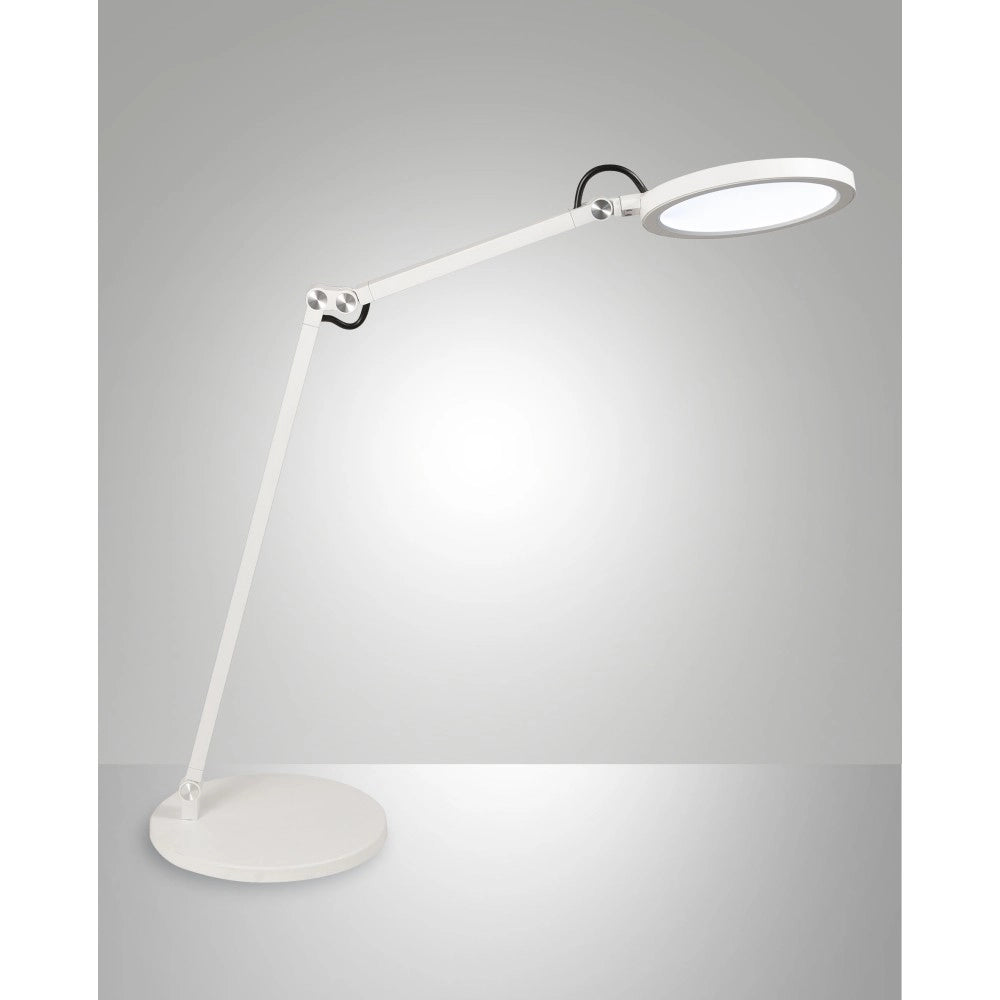Regina - Lampada da tavolo orientabile bianca Fabas Luce - LED Touch integrato 9W dimmerabile CCT (3000K 4000K 5000K 6000K)