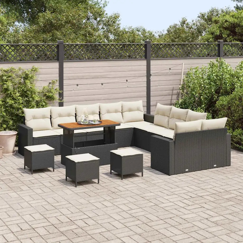 Set Divano da Giardino 18 pcs Nero e Crema polyrattan 3363630