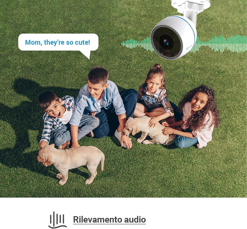 Telecamera WiFi Esterno. Visione Notturna a Colori. IP Camera con Intelligenza Artificiale EZVIZ H3c 2mp