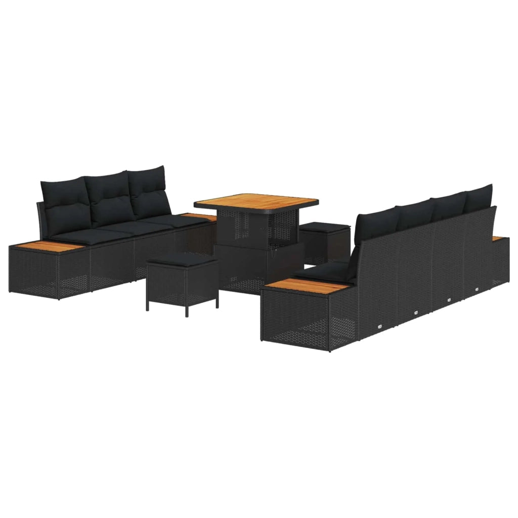 Set Divano da Giardino 10 pcs Nero polyrattan 3362874