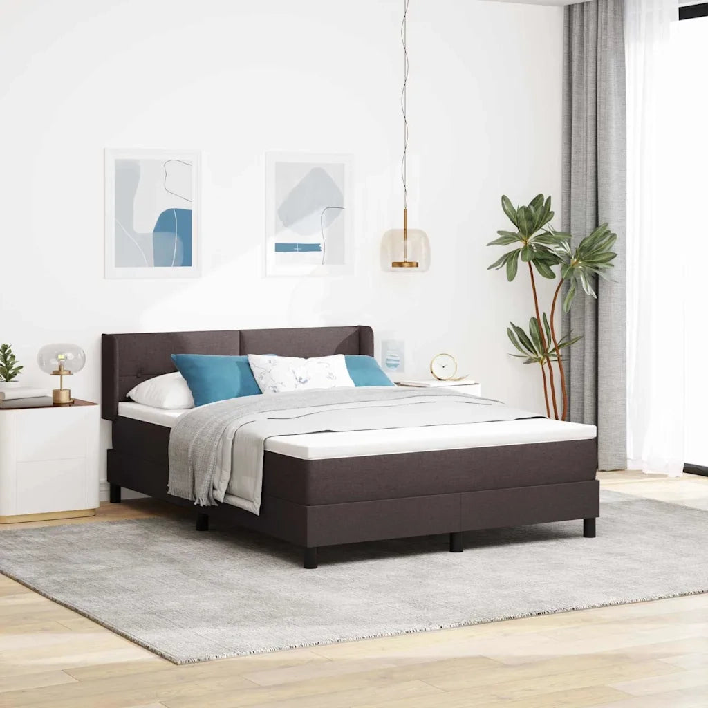 Letto a molle con testiera Marrone Scuro 200 x 140 cm Tessuto 3341107