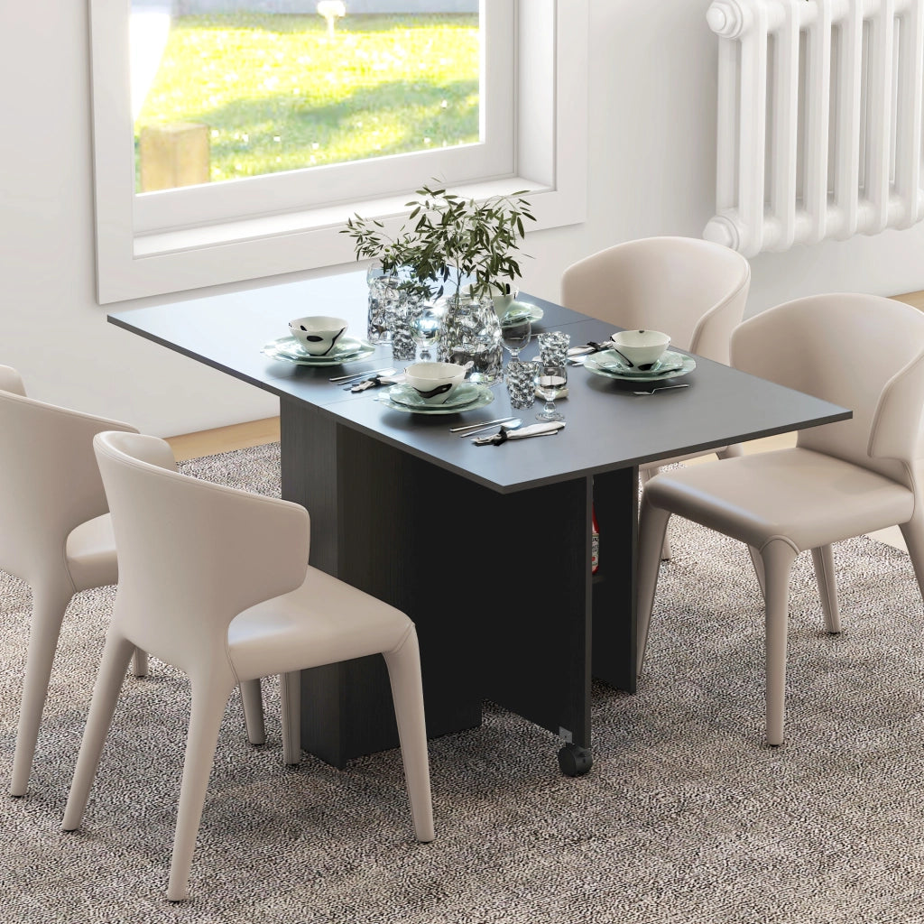 Tavolo Pieghevole per 6 Persone con Ruote ¨C Minimal ¨C Nero