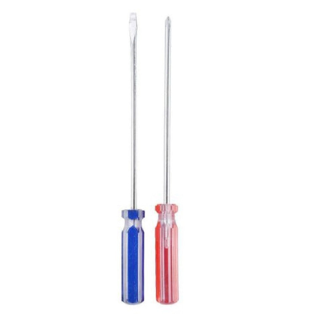 Trade Shop - Set 2 Pezzi Cacciavite A Taglio E A Stella 75mm Con Manico Cristallo 3" 91895 -