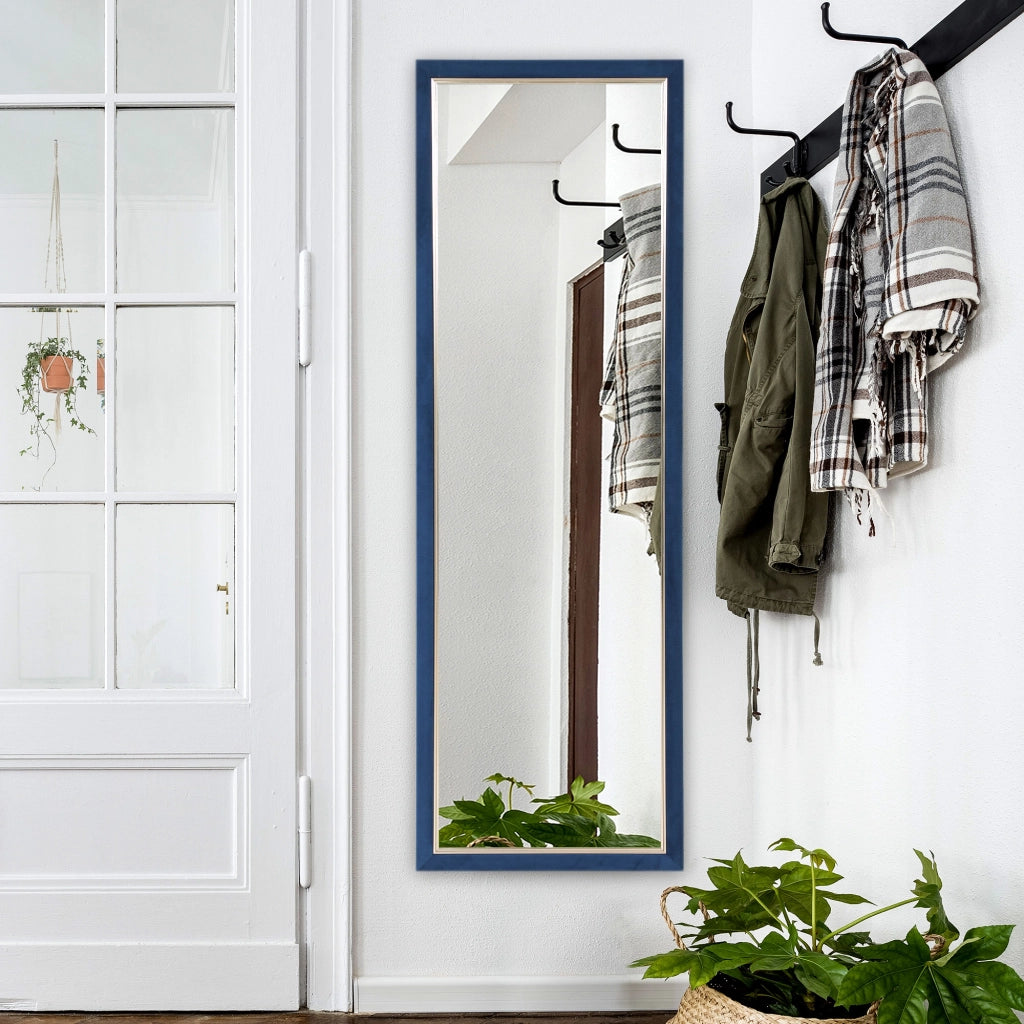 Specchio a Pieno Corpo con Cornice in Velluto ¨C Minimal ¨C Blu 150x50 cm