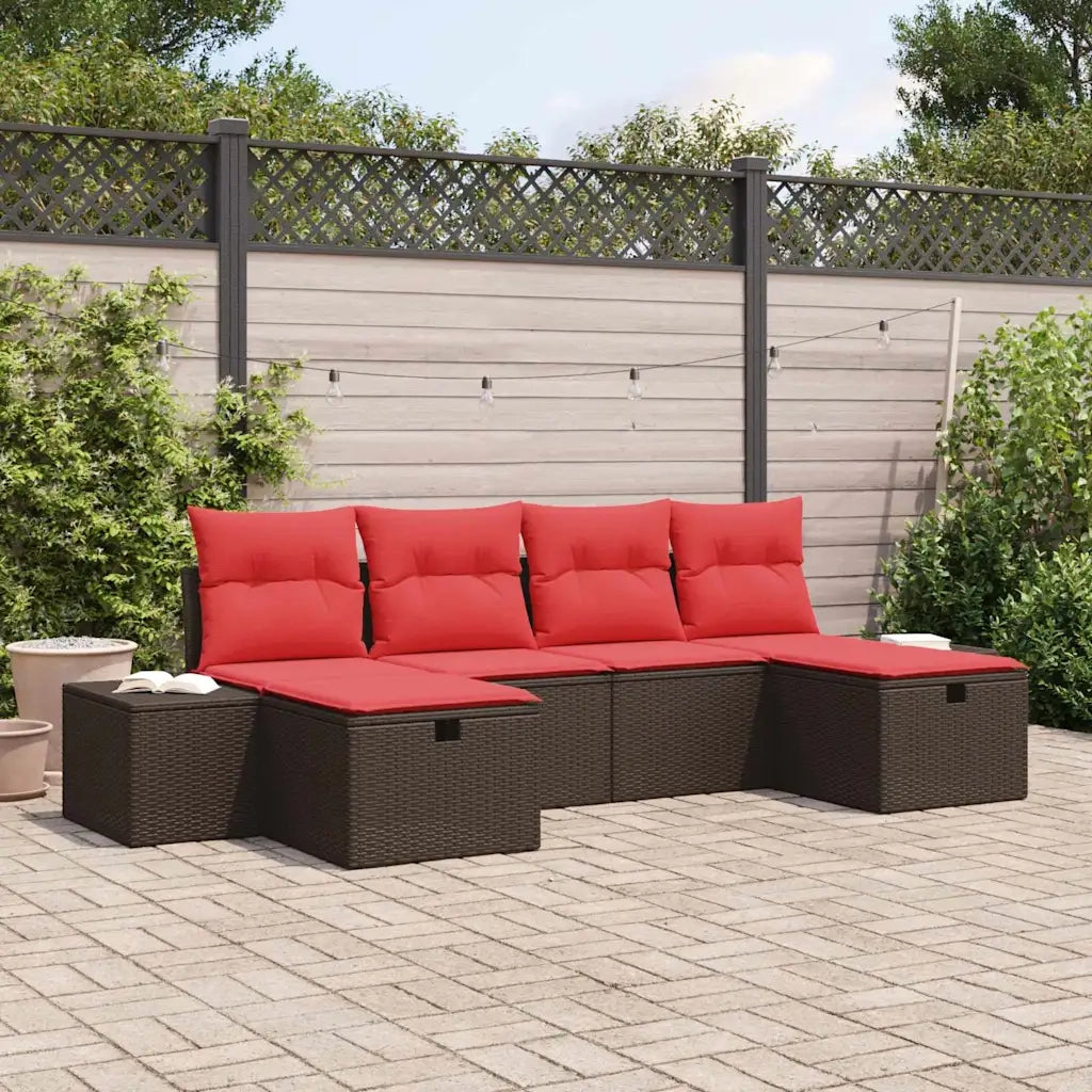 Set Divano da Giardino 6 pz Marrone polyrattan 3360755