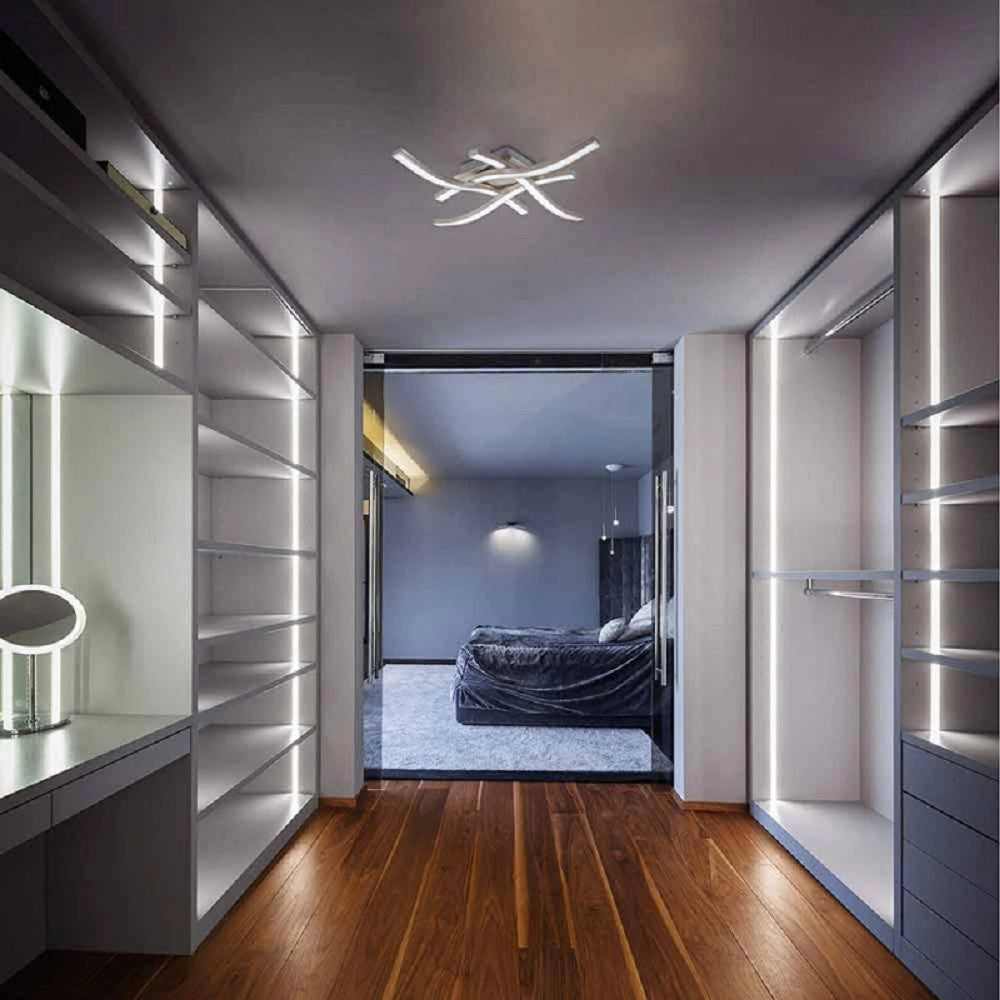 Trade Shop - Plafoniera Moderna Led Soffitto Con Bracci A Onda Luce Fredda Naturale Calda C05 -