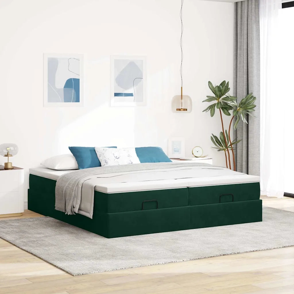 Struttura Letto Pouf con Materassi 180x200 cm Velluto