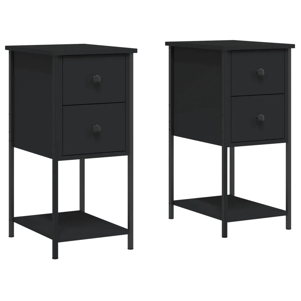 Comodini 2 pz Neri 32x42x70 cm in Legno Multistrato 826094