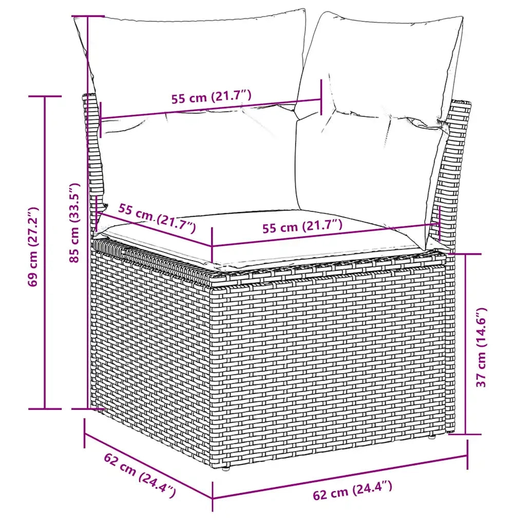 Set Divano da Giardino 6pz con Cuscini Grigio Chiaro Polyrattan 3221381