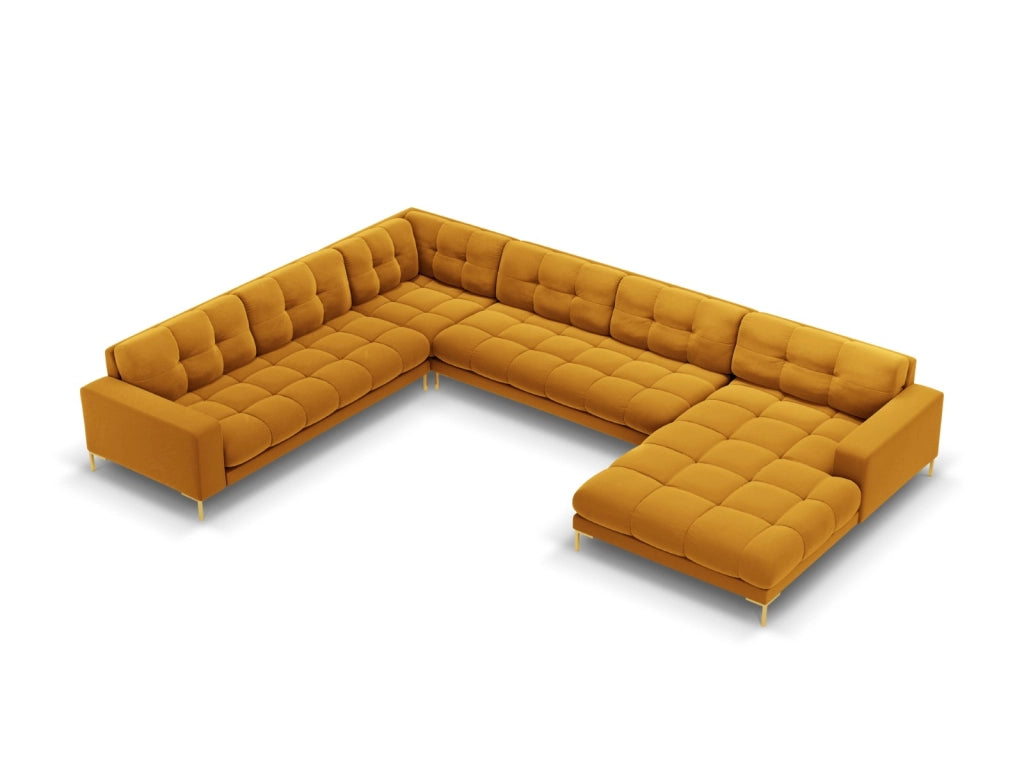 Cosmopolitan Design - Divano panoramico sinistro "Bali" 7 posti in velluto giallo 