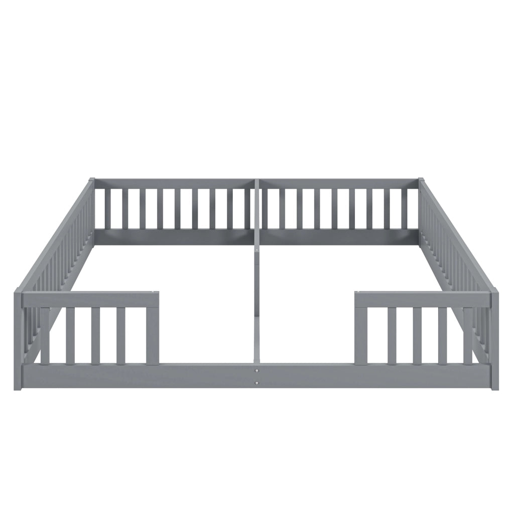 LETTO per bambini 90x200 cm con sponde, in pino e MDF, Grigio