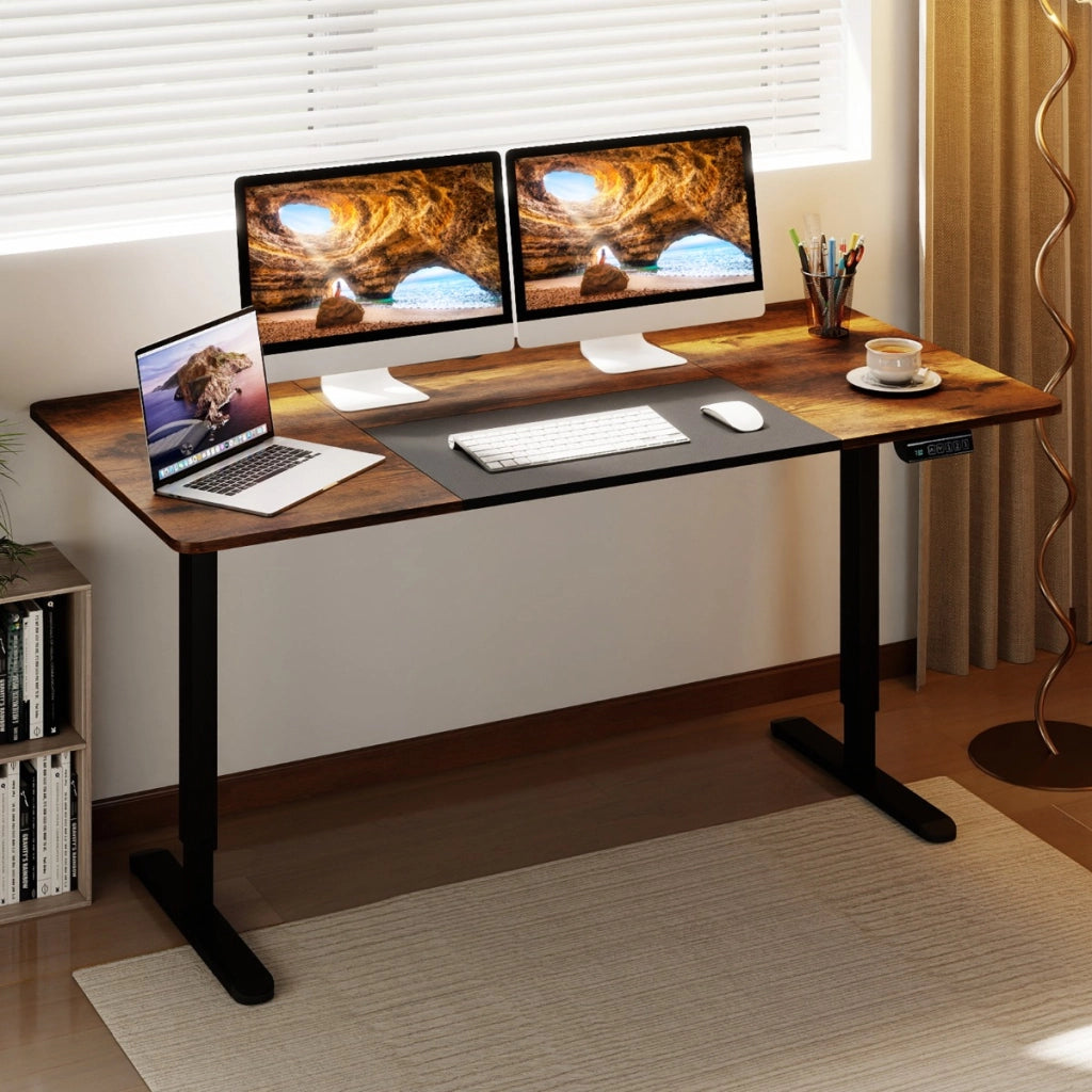 Scrivania elettrica regolabile per computer e sedia ergonomica da ufficio, Scrivania in piedi e sedia girevole con poggiatesta-Ufficio e studio