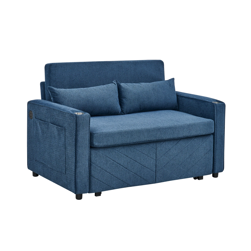 Divano Letto 2 Posti con USB ¨C Xylo ¨C Blu, Trasformabile