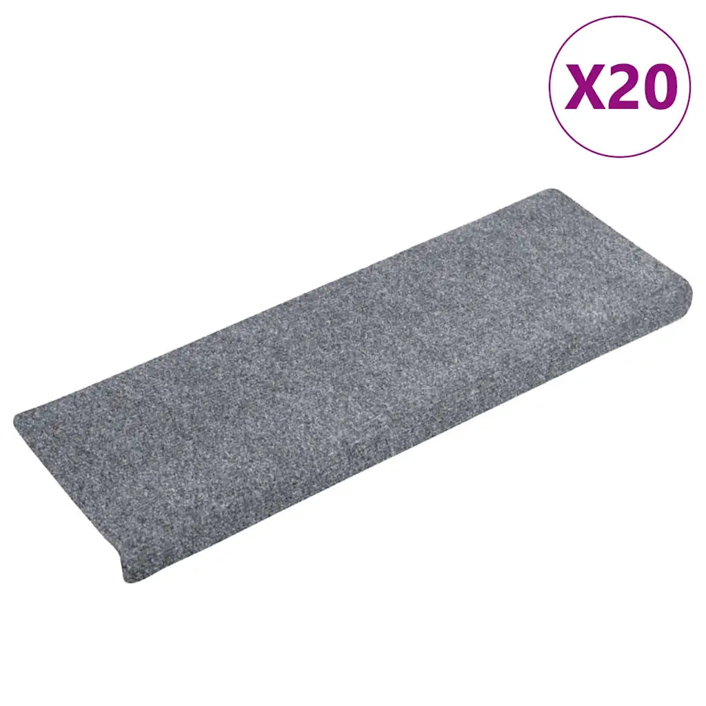 Tappetini per scale autoadesivi 20 pz 65x21x4 cm Grigio chiaro bordo rettangolare 3365718