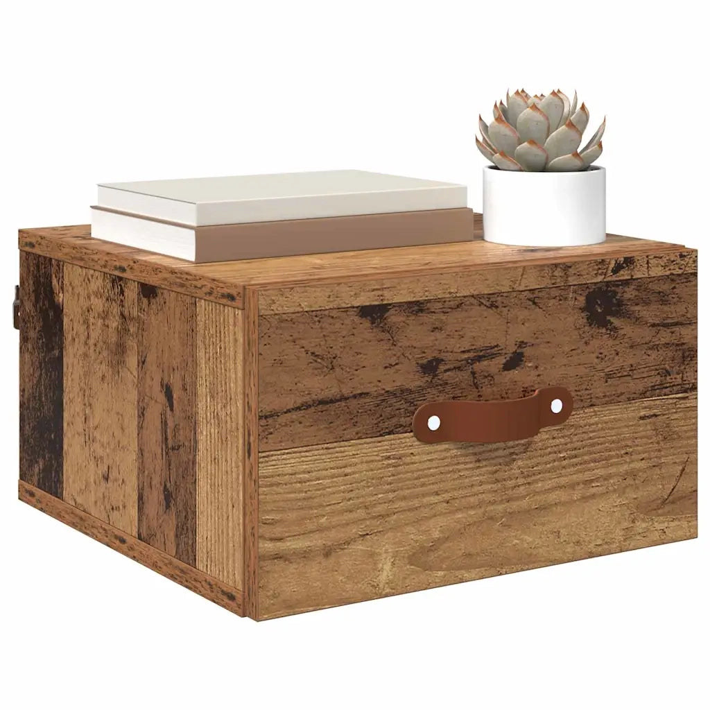 Mobiletto da comodino a parete Legno vecchio 35 x 35 x 20 cm 882335