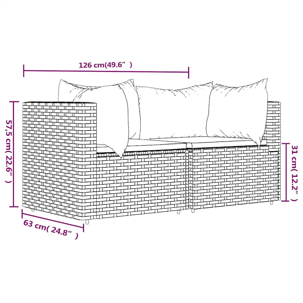 Divani Angolari da Giardino con Cuscini 2pz Polyrattan Marrone 319826