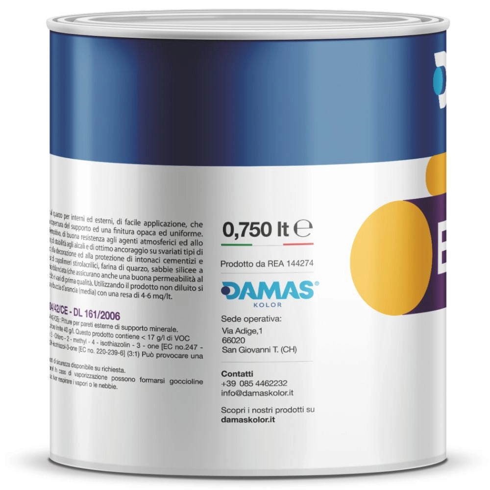 Damas idropittura al quarzo bianca per esterni externa *** formato 0,750 lt, confezione 1