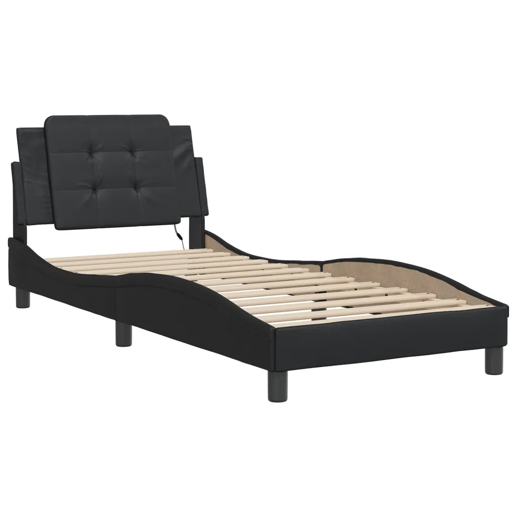 Giroletto con LED senza Materasso-Struttura Letto Zadar Nero 80x200 cm