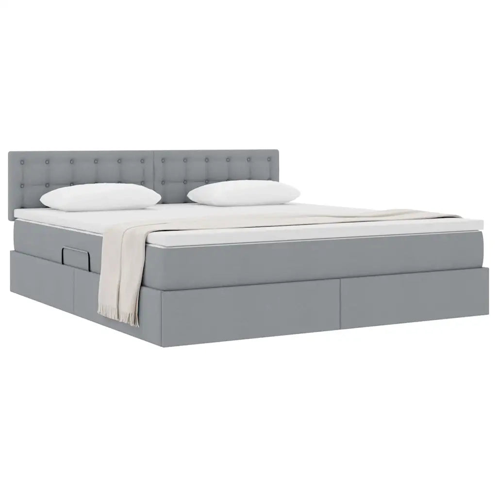 Letto con contenitore e materasso Grigio chiaro 180 x 200 cm