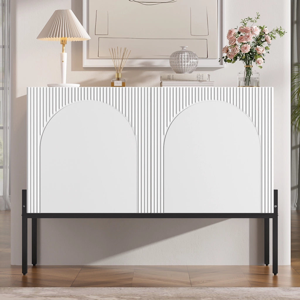 SIDEBOARD a 2 ante 100x40x75 cm in pannello di legno bianco