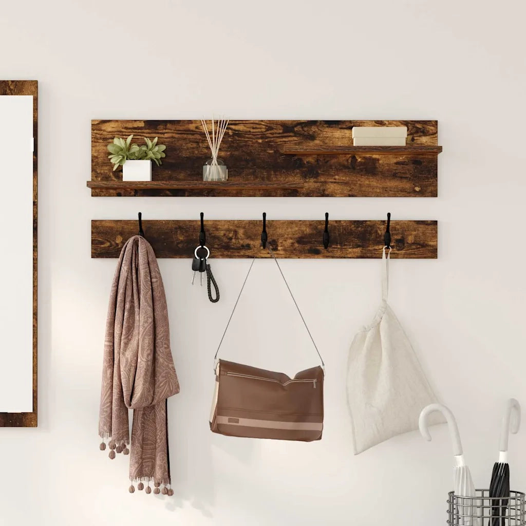 Appendiabiti a muro con lo scaffale Rovere fum¨¦ 90 x 15 x 36 cm CFW5265426
