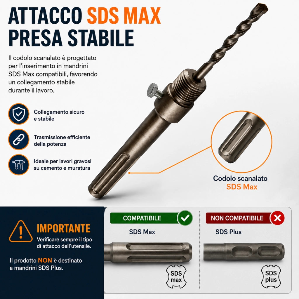 Adattatore SDS Max M22 x 2 160 mm con Punta 8x110 mm