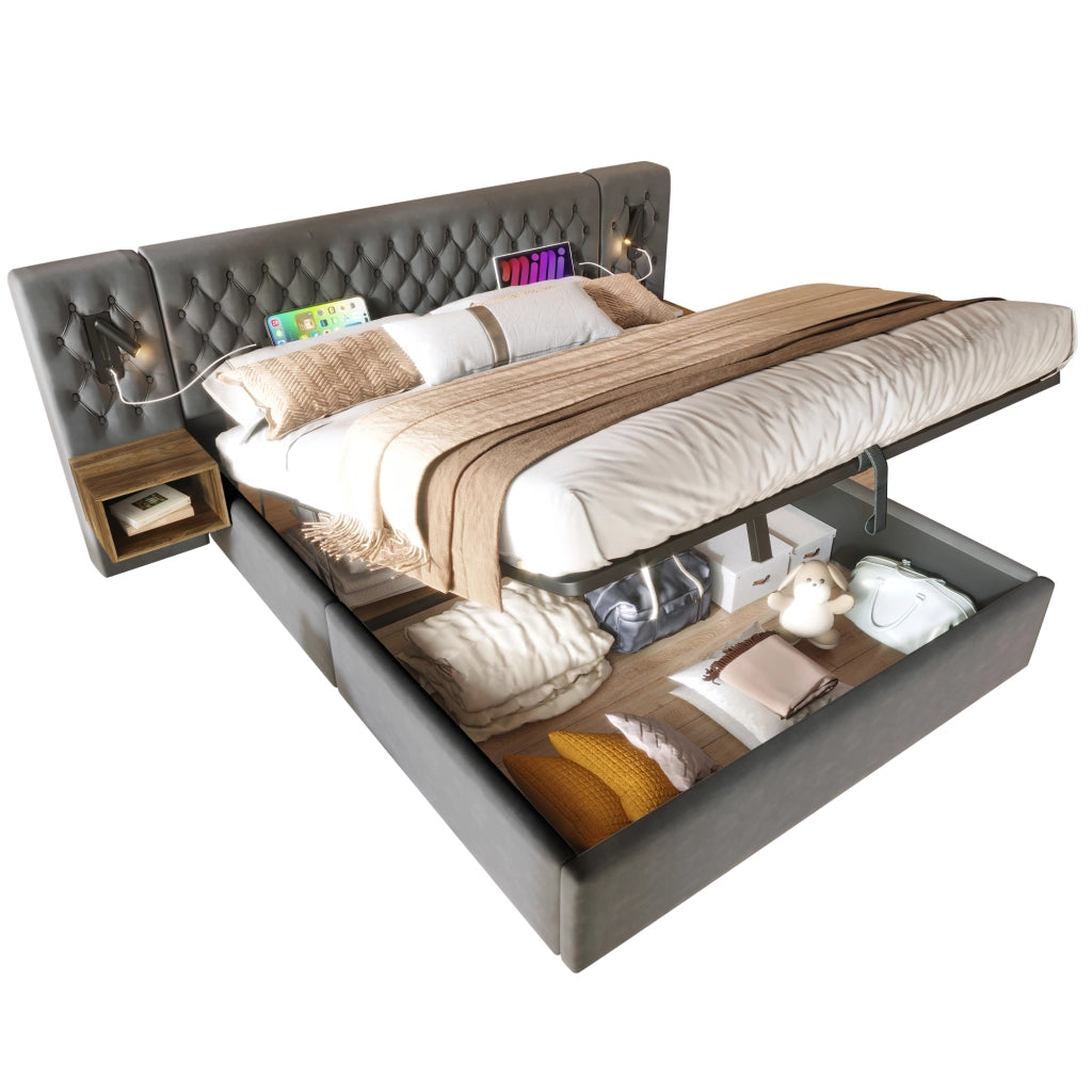 letto imbottito velluto grigio 180 x 200 cm