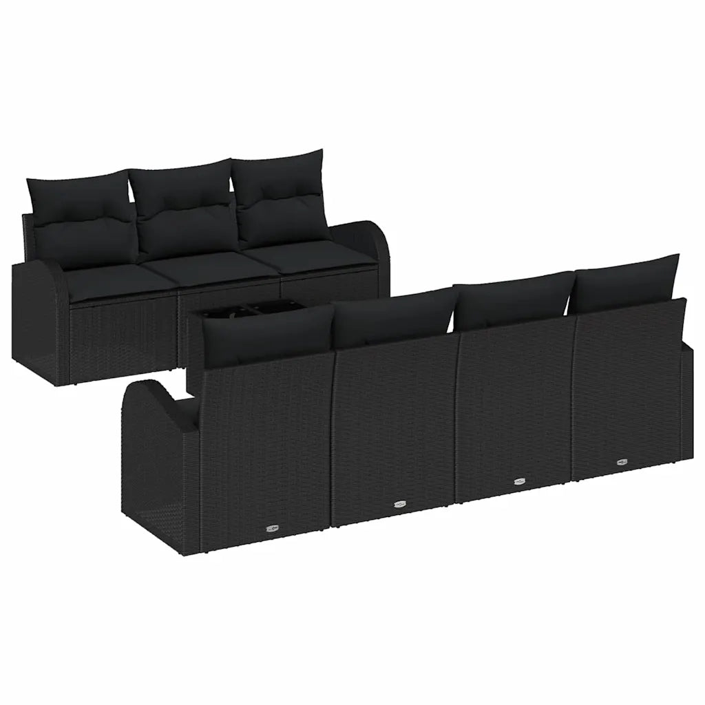 Set Divano da Giardino Nero 55 x 55 x 37 cm polyrattan