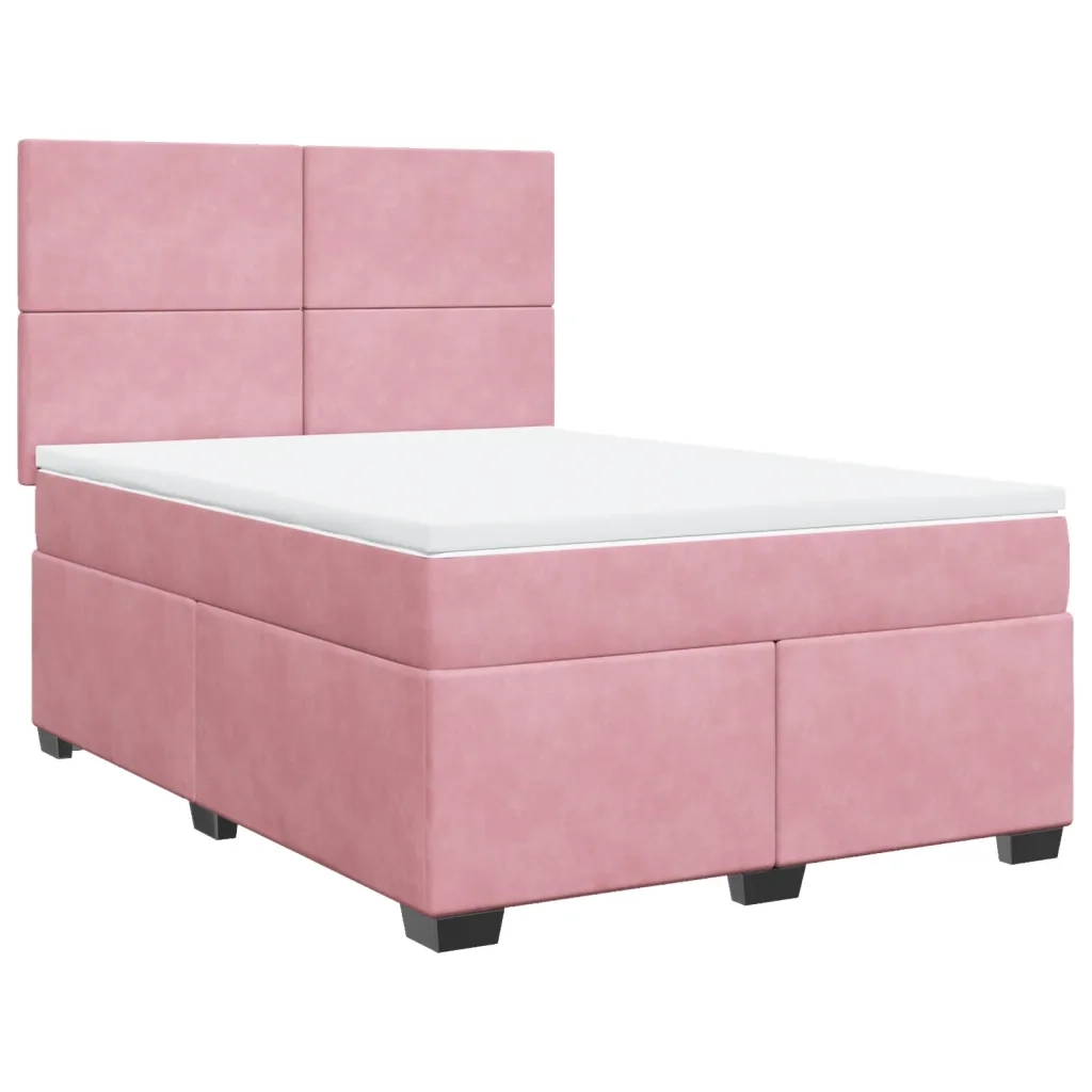 Giroletto a Molle con Materasso Rosa 140x200 cm in Velluto