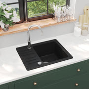 Lavello da Cucina in Granito Vasca Singola-Lavandino-Lavabo Nera