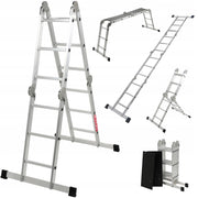 Scala domestica pieghevole multifunzionale in alluminio KADAX 4x3, portata 150 kg.