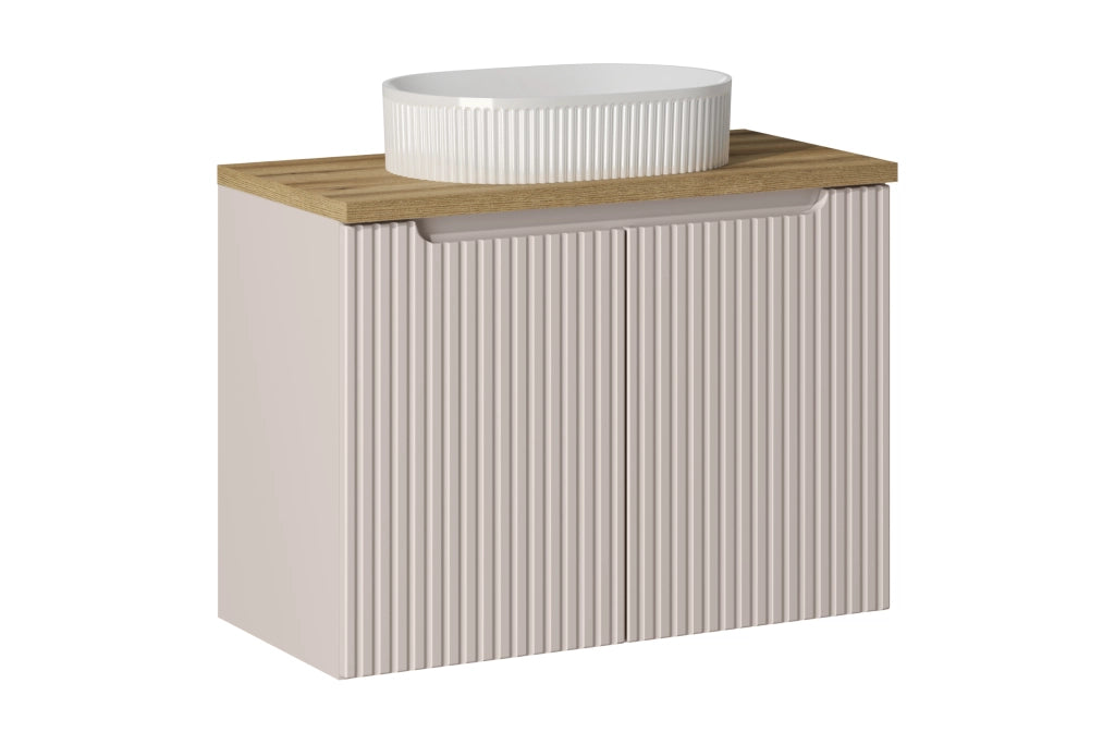 Set mobili bagno 80 cm con piano e lavabo da appoggio Beyond Nova Cashmere 80 x 1401 x 40 cm
