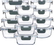 Set di Versatili - Vetro BPA - Libero - 24 Pezzi - Con Coperchio Transparente