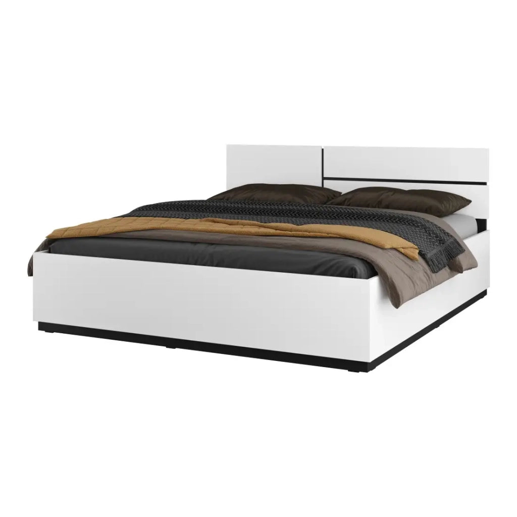 Letto HAVANA 160x200 cm bianco e nero - Design moderno e struttura robusta