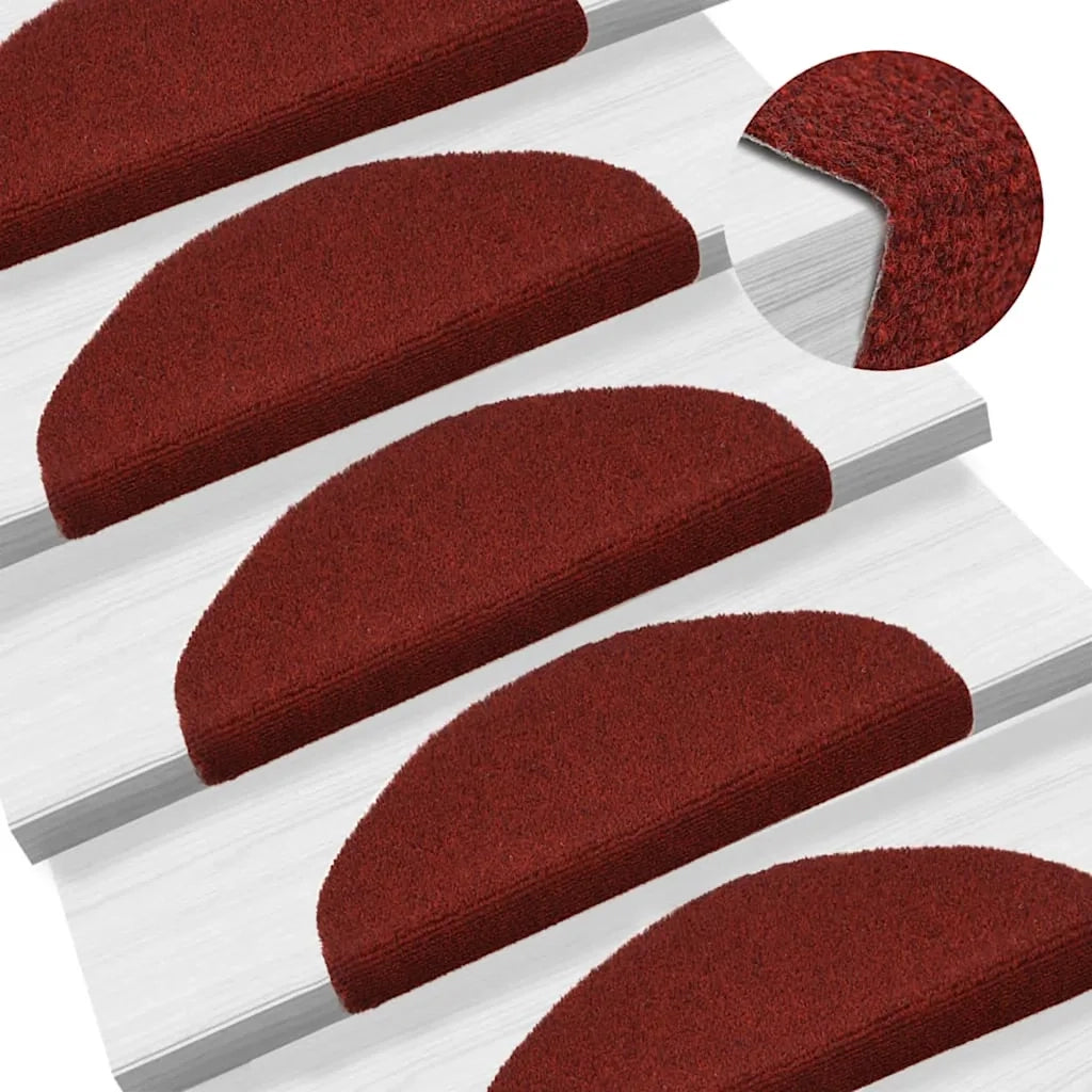 Tappetini per scale autoadesivi 20 pz 65x21x4 cm Bordeaux Rosso Semicircolari Grandi 3365647