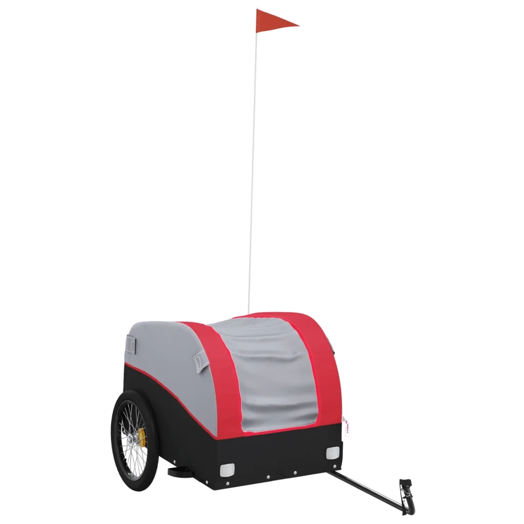 Rimorchio da Bici Nero e Rosso 45 kg in Ferro 94125