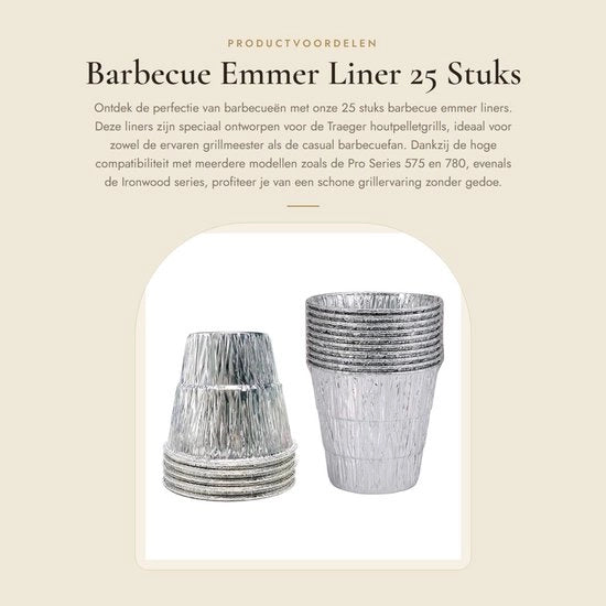 Liner in Emmer per BBQ - 25 pezzi - Compatibile con Traeger e Green Mountain Grills - Dimensioni 12,4/10,5/9 cm - Liner per Grill