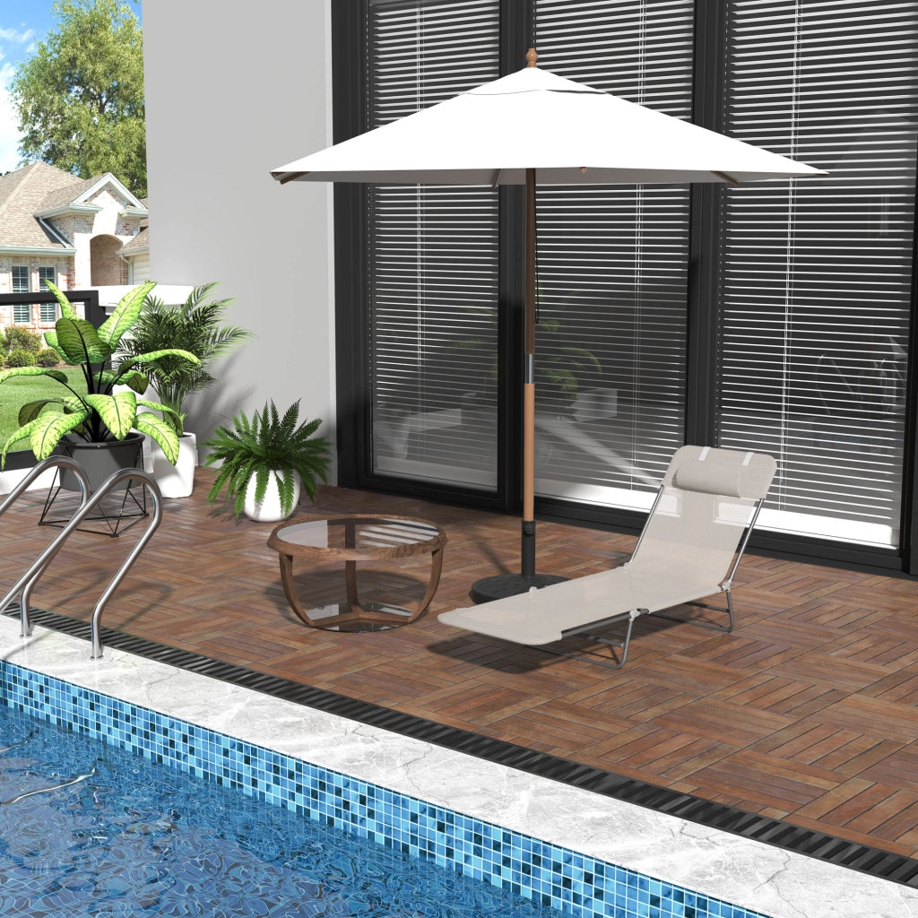 Lettino Prendisole Pieghevole ¨C Xylo ¨C Schienale Reclinabile con Cuscino 182x56x24.5cm