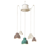Lampadario Vintage Decò Berimbau Mix Ceramica 3 Luci E27