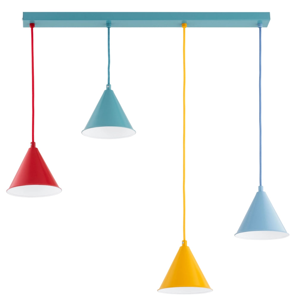 Lampada a sospensione a barra coni GANNA multicolor 4xE27
