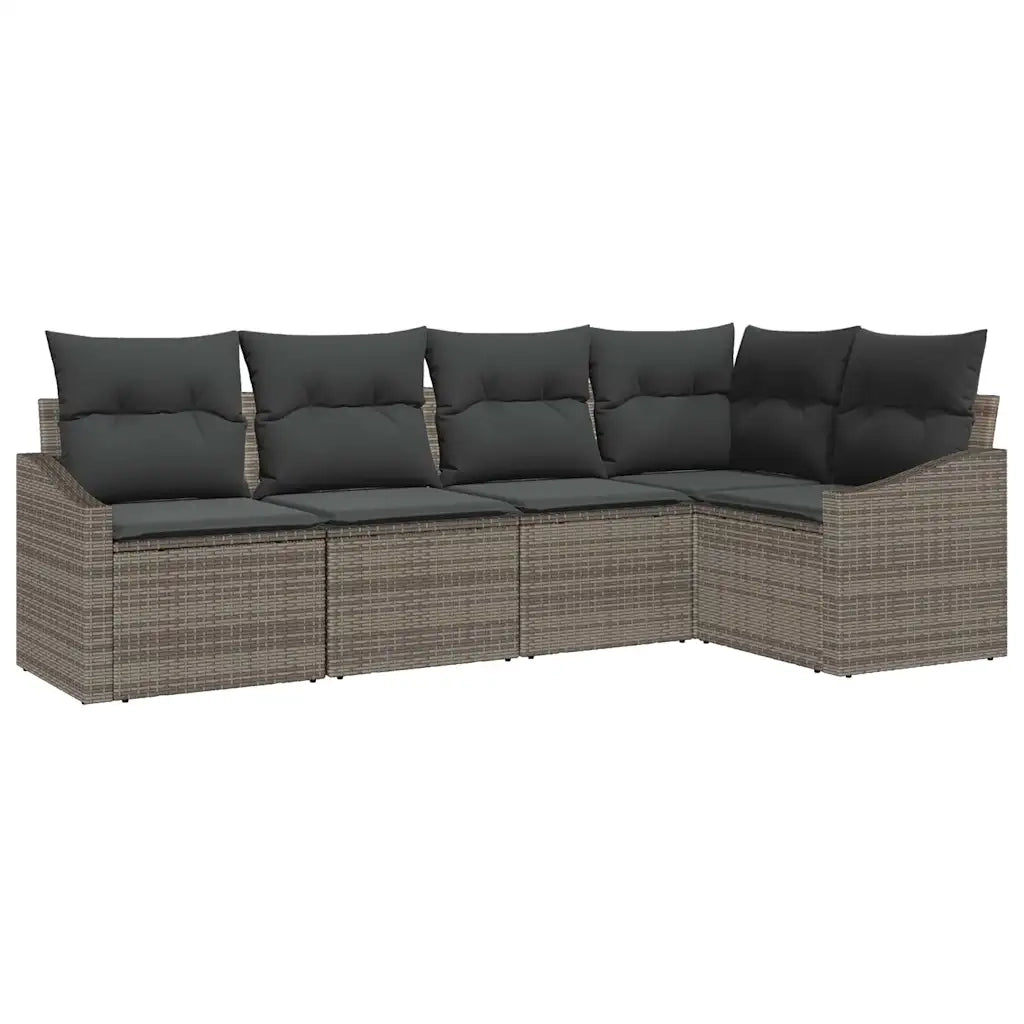 Set Divano da Giardino con cuscino 5 pcs Grigio polyrattan 3355388