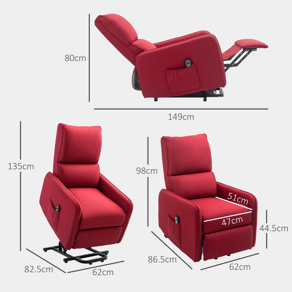 Poltrona Alzapersona Elettrica Reclinabile con Telecomando ¨C Xylo ¨C Tessuto Rosso