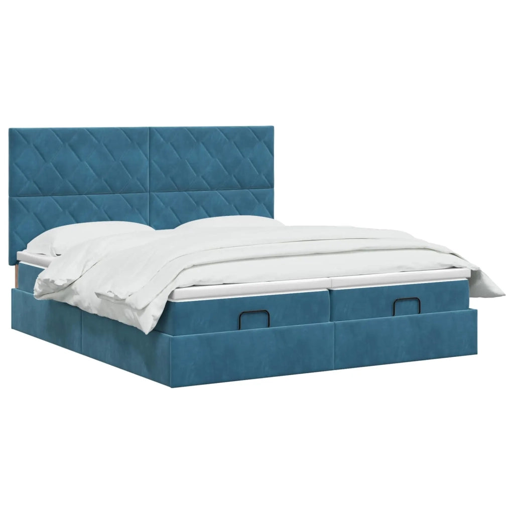 Letto ottomano con materasso 2 pz Blu Scuro Velluto 3457942