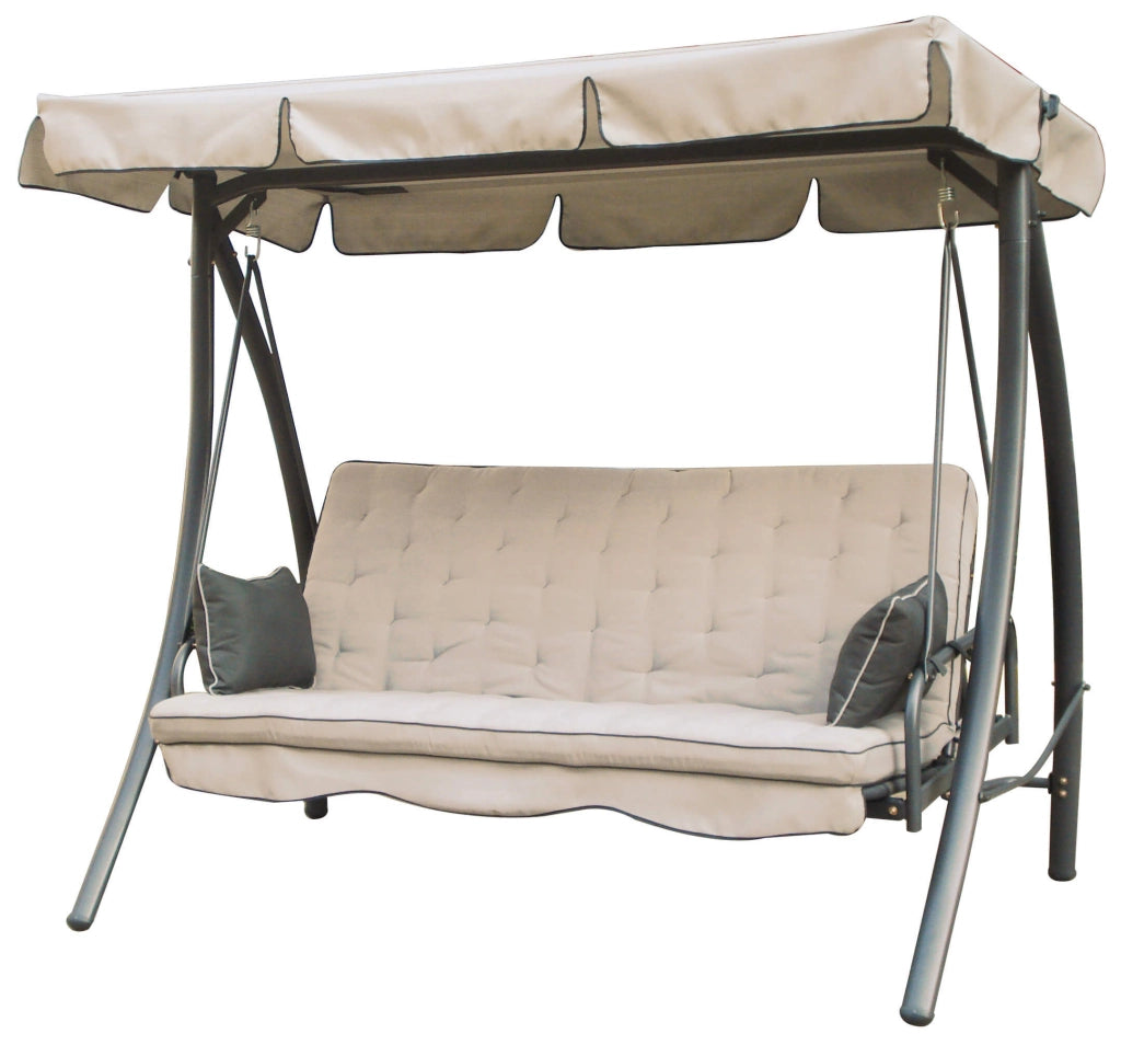 Dondolo da Giardino Reclinabile 3 Posti in Ferro Taddei Panama Beige